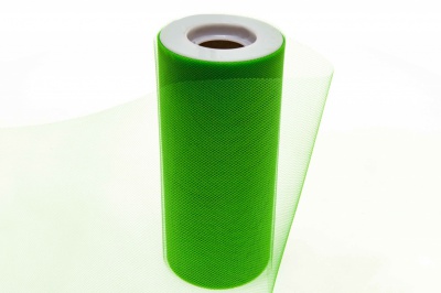 Фатин в шпульках 16-146, 10 гр/м2, шир. 15 см (в нам. 25+/-1 м), цвет зелёный - купить в Камышине. Цена: 100.69 руб.