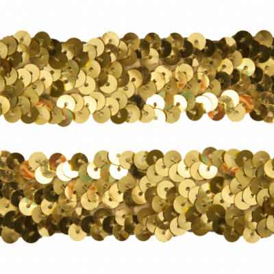 Тесьма с пайетками D16, шир. 30 мм/уп. 25+/-1 м, цвет золото - купить в Камышине. Цена: 1 087.39 руб.