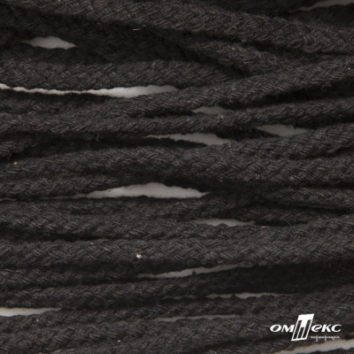 Шнур плетеный d-6 мм круглый, 70% хлопок 30% полиэстер, уп.90+/-1 м, цв.1078-черный - купить в Камышине. Цена: 588 руб.