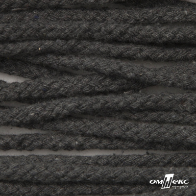Шнур плетеный d-6 мм круглый, 70% хлопок 30% полиэстер, уп.90+/-1 м, цв.1088-т.серый - купить в Камышине. Цена: 588 руб.