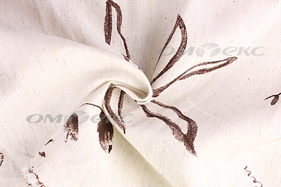 Портьерная ткань лен-печать "Розабель", С1 (молоко+венге), 280 см - купить в Камышине. Цена 707.11 руб.