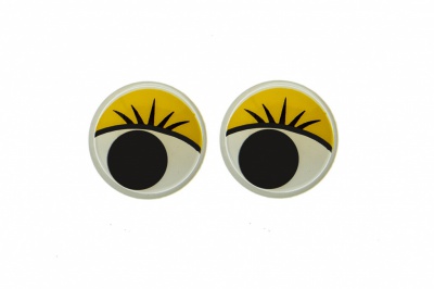 Глазки для игрушек, круглые, с бегающими зрачками, 12 мм/упак.50+/-2 шт, цв. -желтый - купить в Камышине. Цена: 95.04 руб.