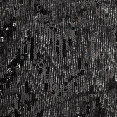 Трикотажное полотно с пайетками, шир.130 см, #311-бахрома чёрная - купить в Камышине. Цена 1 195.43 руб.