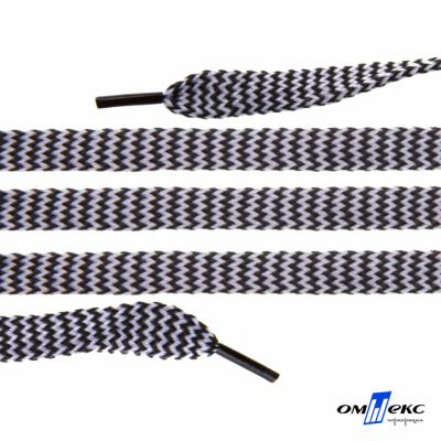 Шнурки #107-07, плоские 130 см, двухцветные цв.серый/чёрный - купить в Камышине. Цена: 23.03 руб.