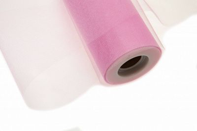 Фатин блестящий в шпульках 16-14, 12 гр/м2, шир. 15 см (в нам. 25+/-1 м), цвет розовый - купить в Камышине. Цена: 108.61 руб.