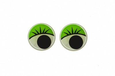 Глазки для игрушек, круглые, с бегающими зрачками, 10 мм/упак.50+/-2 шт, цв. -зеленый - купить в Камышине. Цена: 71.20 руб.
