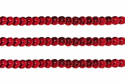 Пайетки "ОмТекс" на нитях, SILVER-BASE, 6 мм С / упак.73+/-1м, цв. 3 - красный - купить в Камышине. Цена: 468.37 руб.