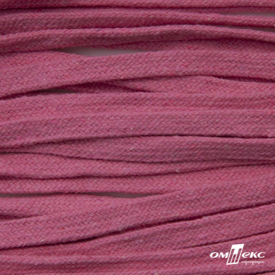 Шнур плетеный d-8 мм плоский, 70% хлопок 30% полиэстер, уп.85+/-1 м, цв.1029-розовый - купить в Камышине. Цена: 735 руб.