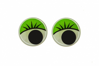 Глазки для игрушек, круглые, с бегающими зрачками, 15 мм/упак.50+/-2 шт, цв. -зеленый - купить в Камышине. Цена: 113.01 руб.