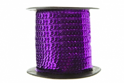 Пайетки "ОмТекс" на нитях, SILVER-BASE, 6 мм С / упак.73+/-1м, цв. 12 - фиолет - купить в Камышине. Цена: 300.55 руб.
