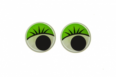 Глазки для игрушек, круглые, с бегающими зрачками, 12 мм/упак.50+/-2 шт, цв. -зеленый - купить в Камышине. Цена: 95.04 руб.