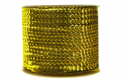 Пайетки "ОмТекс" на нитях, SILVER-BASE, 6 мм С / упак.73+/-1м, цв. 7 - св.золото - купить в Камышине. Цена: 468.37 руб.
