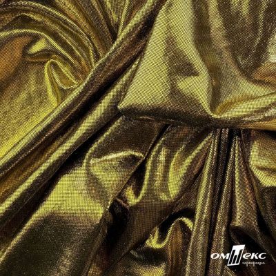 Трикотажное полотно голограмма, шир.140 см, #602 -чёрный/золото - купить в Камышине. Цена 385.88 руб.
