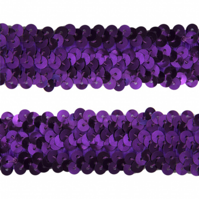 Тесьма с пайетками 12, шир. 30 мм/уп. 25+/-1 м, цвет фиолет - купить в Камышине. Цена: 1 098.48 руб.