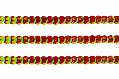 Пайетки "ОмТекс" на нитях, CREAM, 6 мм С / упак.73+/-1м, цв. 96 - красный - купить в Камышине. Цена: 484.77 руб.