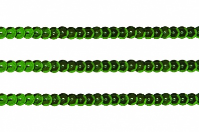 Пайетки "ОмТекс" на нитях, SILVER-BASE, 6 мм С / упак.73+/-1м, цв. 4 - зеленый - купить в Камышине. Цена: 484.77 руб.