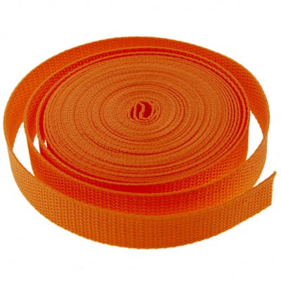Стропа текстильная, шир. 25 мм (в нам. 50+/-1 ярд), цвет оранжевый - купить в Камышине. Цена: 409.94 руб.