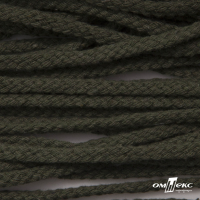 Шнур плетеный d-6 мм круглый, 70% хлопок 30% полиэстер, уп.90+/-1 м, цв.1075-хаки - купить в Камышине. Цена: 588 руб.