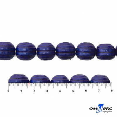 0309-Бусины деревянные "ОмТекс", 16 мм, упак.50+/-3шт, цв.006-синий - купить в Камышине. Цена: 62.22 руб.
